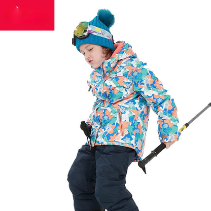 Kids Ski Wear Printed Windproof And Waterproof Clothing Set childrensterritory