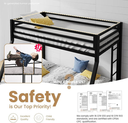 Twin Over Full-Size Beds with Sturdy Guard Rail