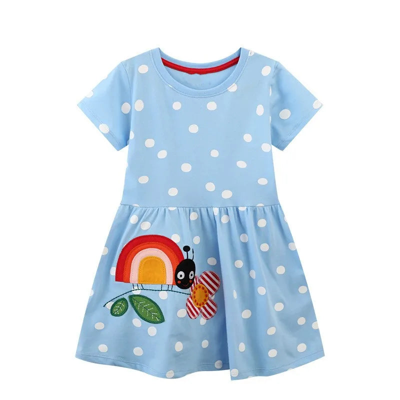 Little Girls Striped Unicorn Design Cotton Dresses For Summer childrensterritory