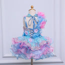 Kids Girls Beading Stones Ruffles Halter Party Dress