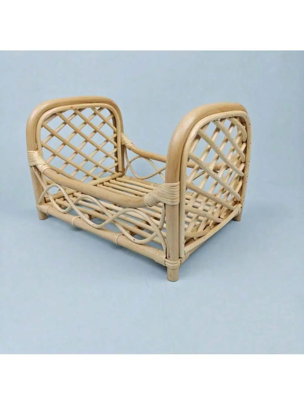 Vintage Handmade Wood Bamboo Basket Baby Photoshoot Prop childrensterritory