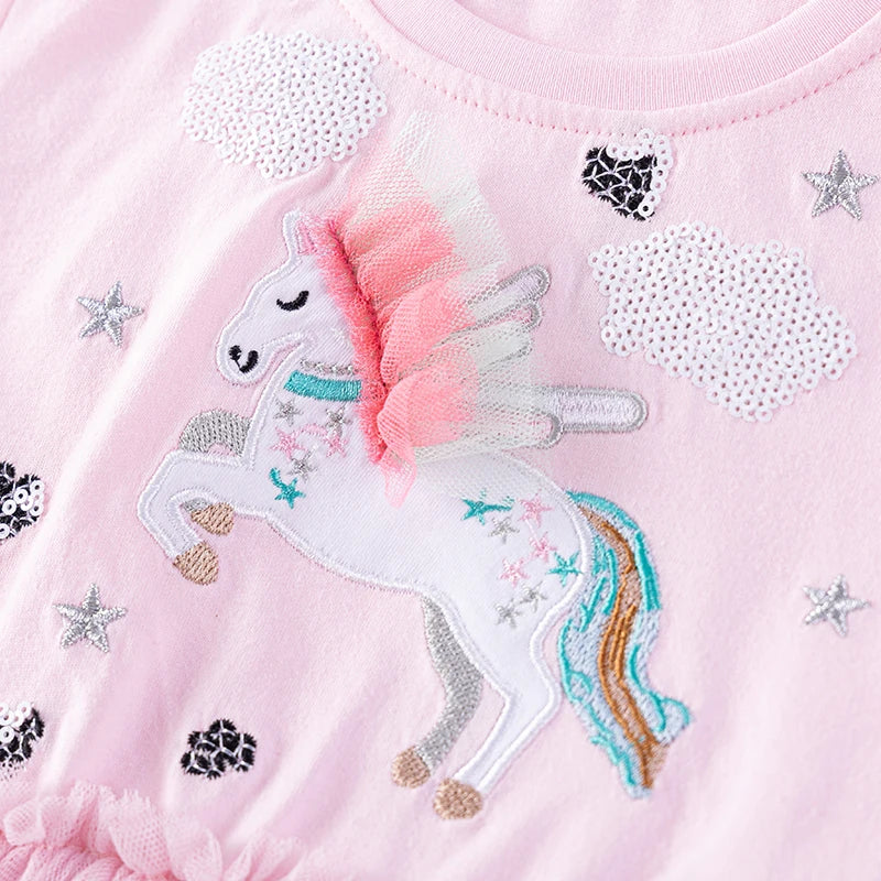 Girls Embroidered Cartoon Design Summer Dresses childrensterritory