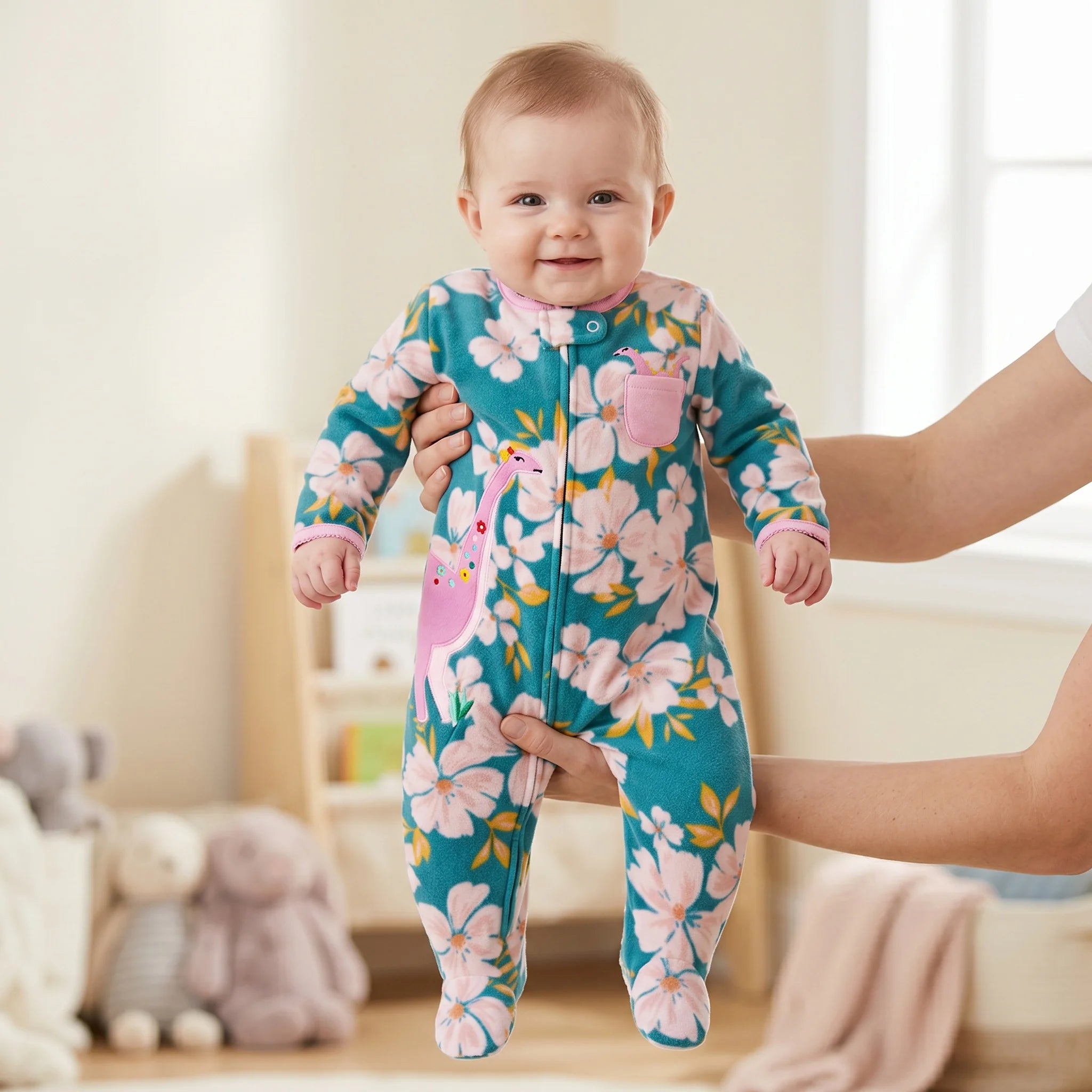 Baby Girl Floral Romper for Winters With Headband