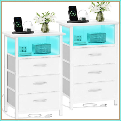 Durable Metal Bedside Table with Open Storage Shelf