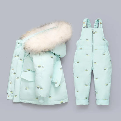 Little Boys Girls Thick Warm Down Jacket Jumpsuit Clothing Set childrensterritory