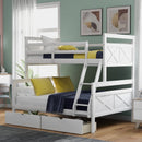 A Twin Over Bunk Bed Featuring Storage Drawers and Ladders childrensterritory