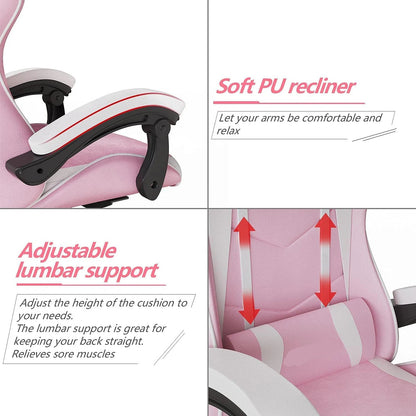 Adjustable Gamer Chairs with Lumbar Cushion + Headrest childrensterritory