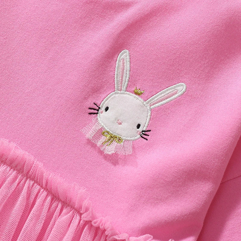 Cartoon Print Long Sleeves Cotton Girl Dress