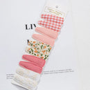 10 Pieces/Lot Flower Print Cotton Alloy Hair Clips Set childrensterritory