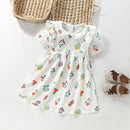 Kids Girls Cartoon Flowers Embroidery Cotton Dresses