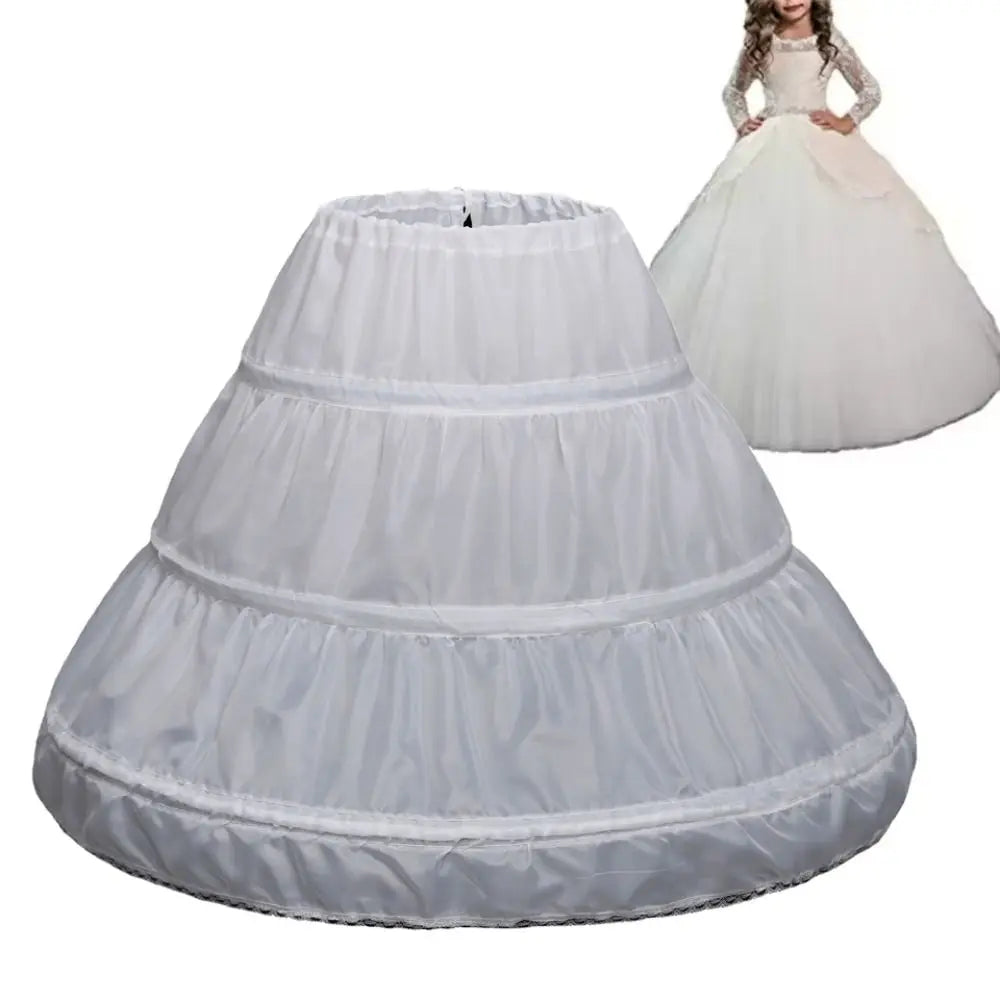 Kids Girls Lace Design 3 Hoops Underskirt for Dresses