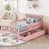 Space-saving Twin Size Wood Platform Bed with Guardrails childrensterritory