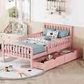 Space-saving Twin Size Wood Platform Bed with Guardrails childrensterritory