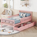Space-saving Twin Size Wood Platform Bed with Guardrails childrensterritory
