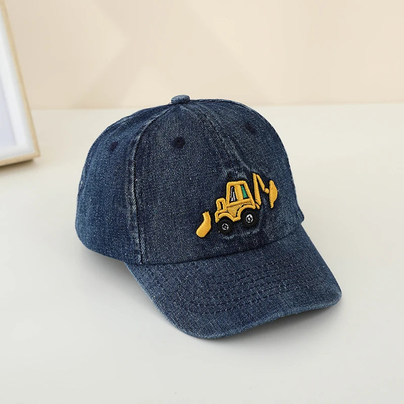 Little Boys Grls Bulldozer Embroidered Cotton Baseball Caps childrensterritory