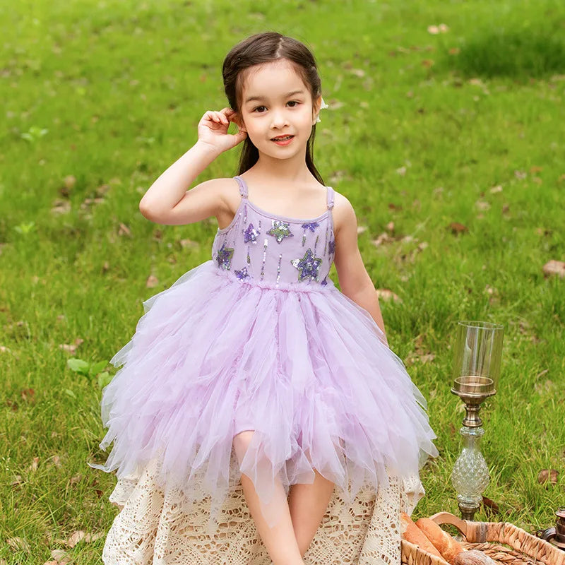 Kids Girls A-line Elgeant Feather Appliques Party Dress childrensterritory