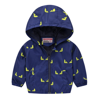 Dinosaurs Graphic Print Kids Boys Windproof Hooded Jackets