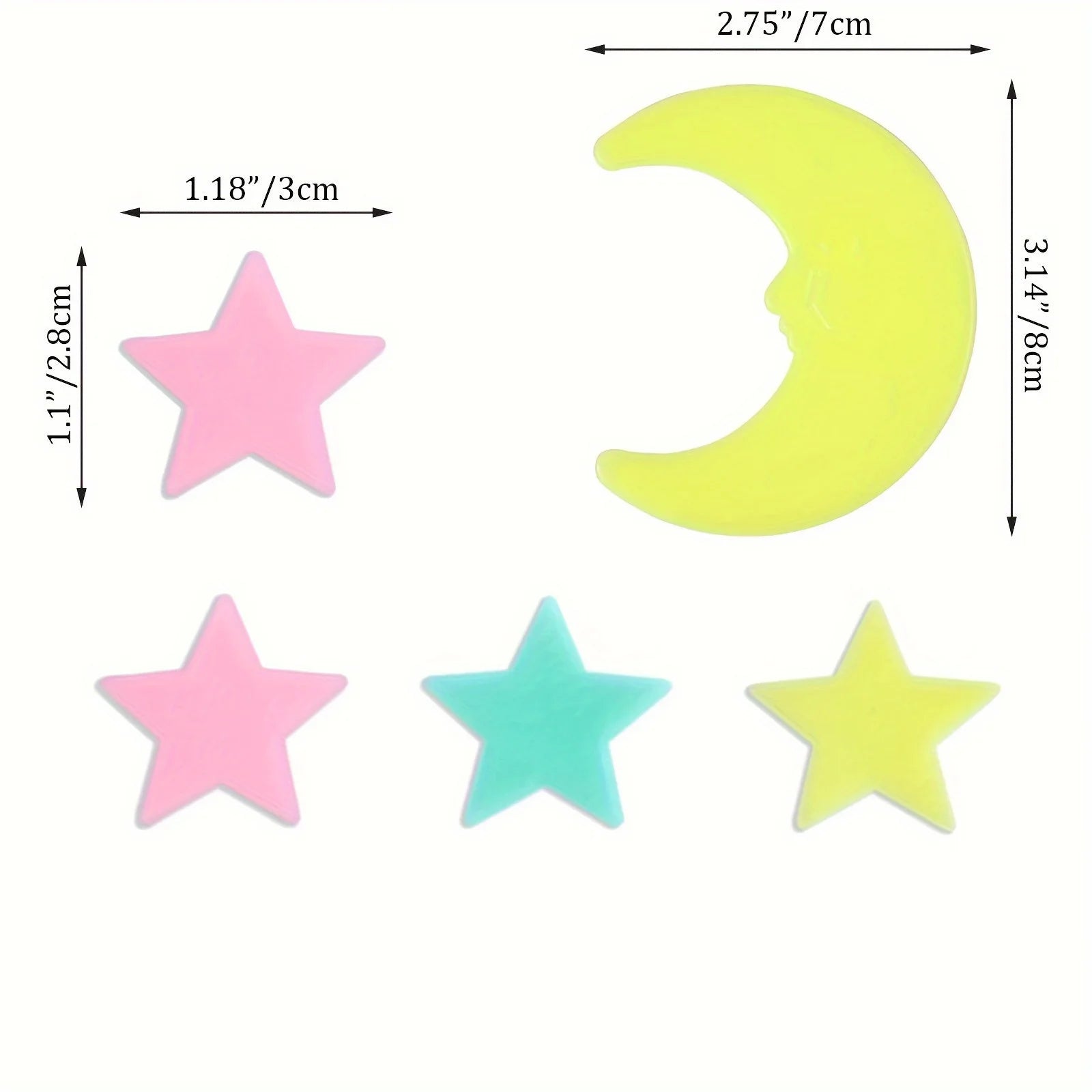 100Pcs 3D Colorful Luminous Stars Stickers for Bedroom childrensterritory