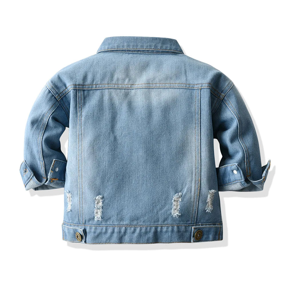 Baby/Kids Girls Boys Button Pocket Down Denim Jacket