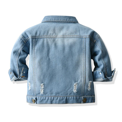 Baby/Kids Girls Boys Button Pocket Down Denim Jacket