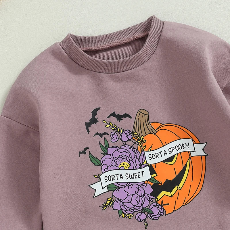 Baby Girl Letters Pumpkin Print Halloween Bodysuit