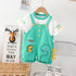 Baby Boys Strips T-Shirt Cartoon Print Denim Bib Pants 2Pcs/Set childrensterritory
