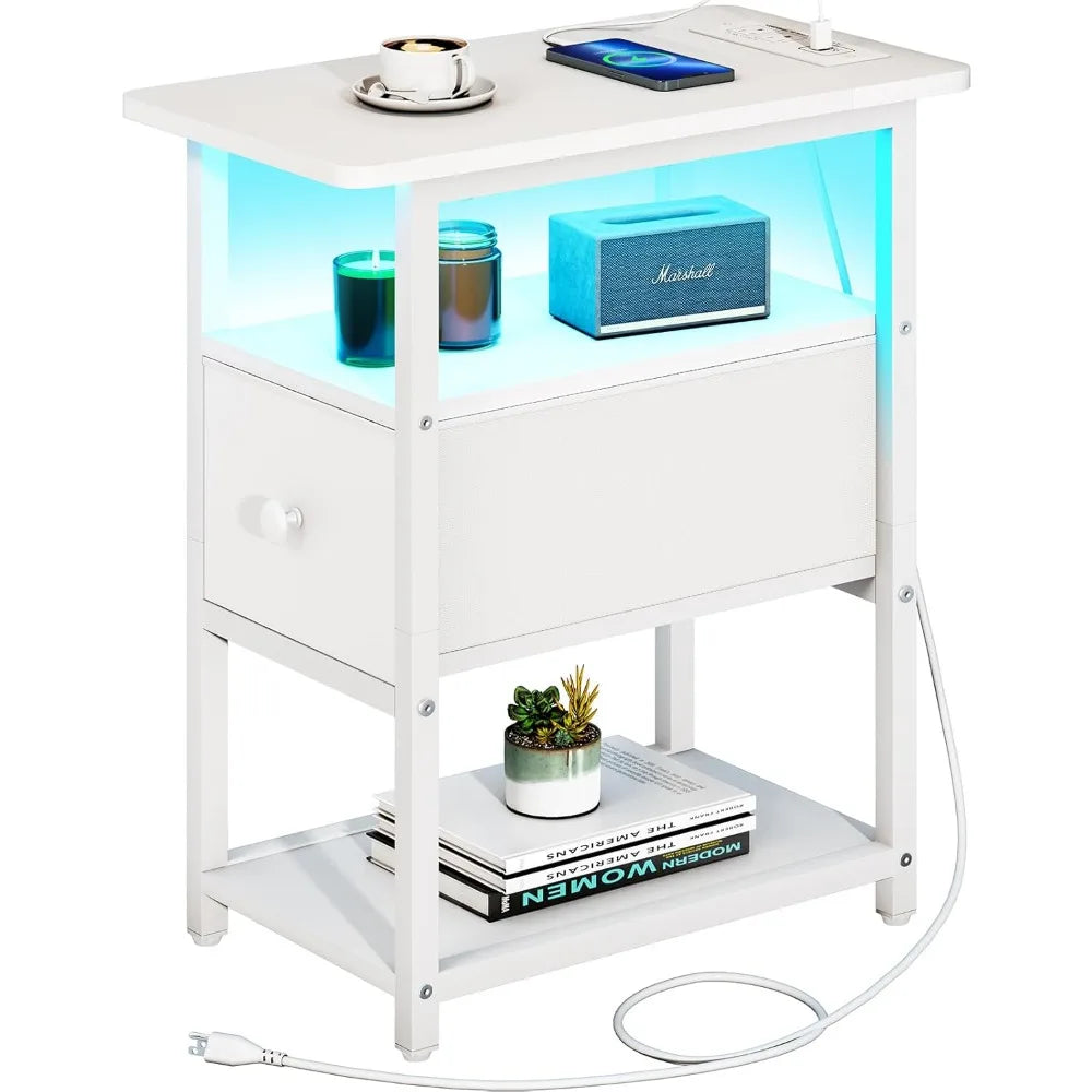 Durable Metal Bedside Table with Open Storage Shelf