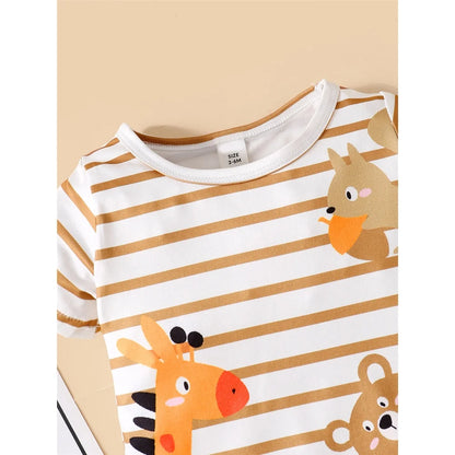 Cartoon Animal Print Romper with Cap for Baby Boy