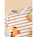 Cartoon Animal Print Romper with Cap for Baby Boy