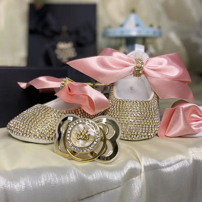 Luxury Keepsake Diamond Baby Bottles and Shoes Headband Set childrensterritory