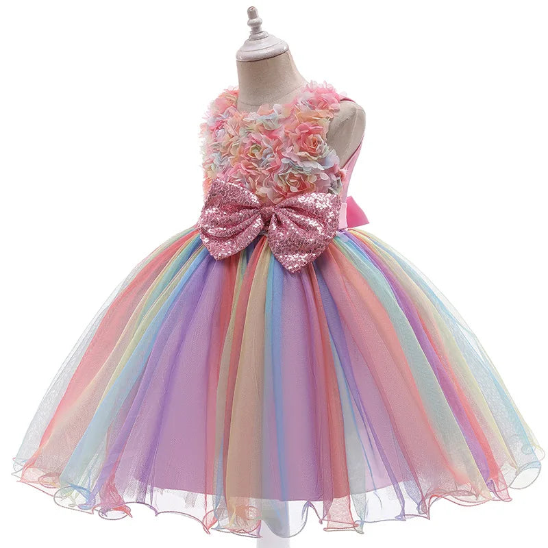 Baby/Kids Girls Colorful Flower Sequin Design Tutu Party Dresses