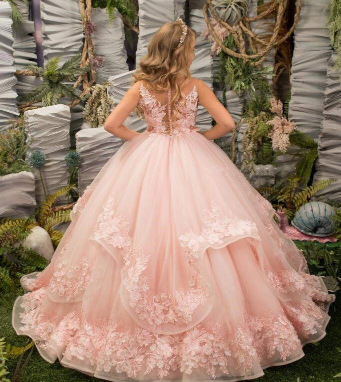 Puffy Tulle Long Princess Party Dress for Baby/Kids Girls childrensterritory