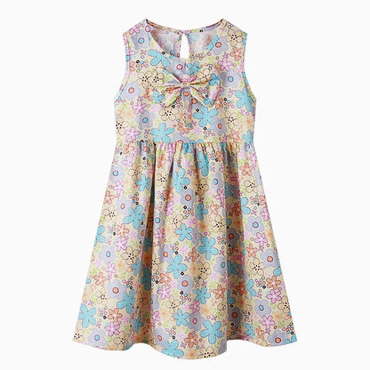 Sleeveless Printed Cotton Casual Dresses For Girls childrensterritory