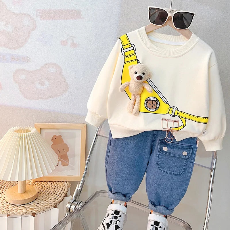 Cartoon Design Baby Boy Color Blocking 2PC Casual Clothes Set