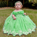Butterfly Flowers Design Puffy Tulle Wedding Birthday Party Gowns childrensterritory