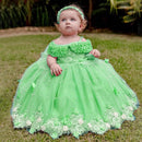 Butterfly Flowers Design Puffy Tulle Wedding Birthday Party Gowns childrensterritory