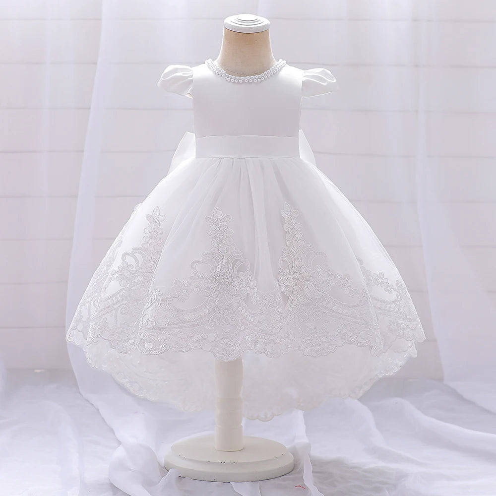 Baby Girls Bow Design Tulle 1st Birthday/Baptism Dresses childrensterritory