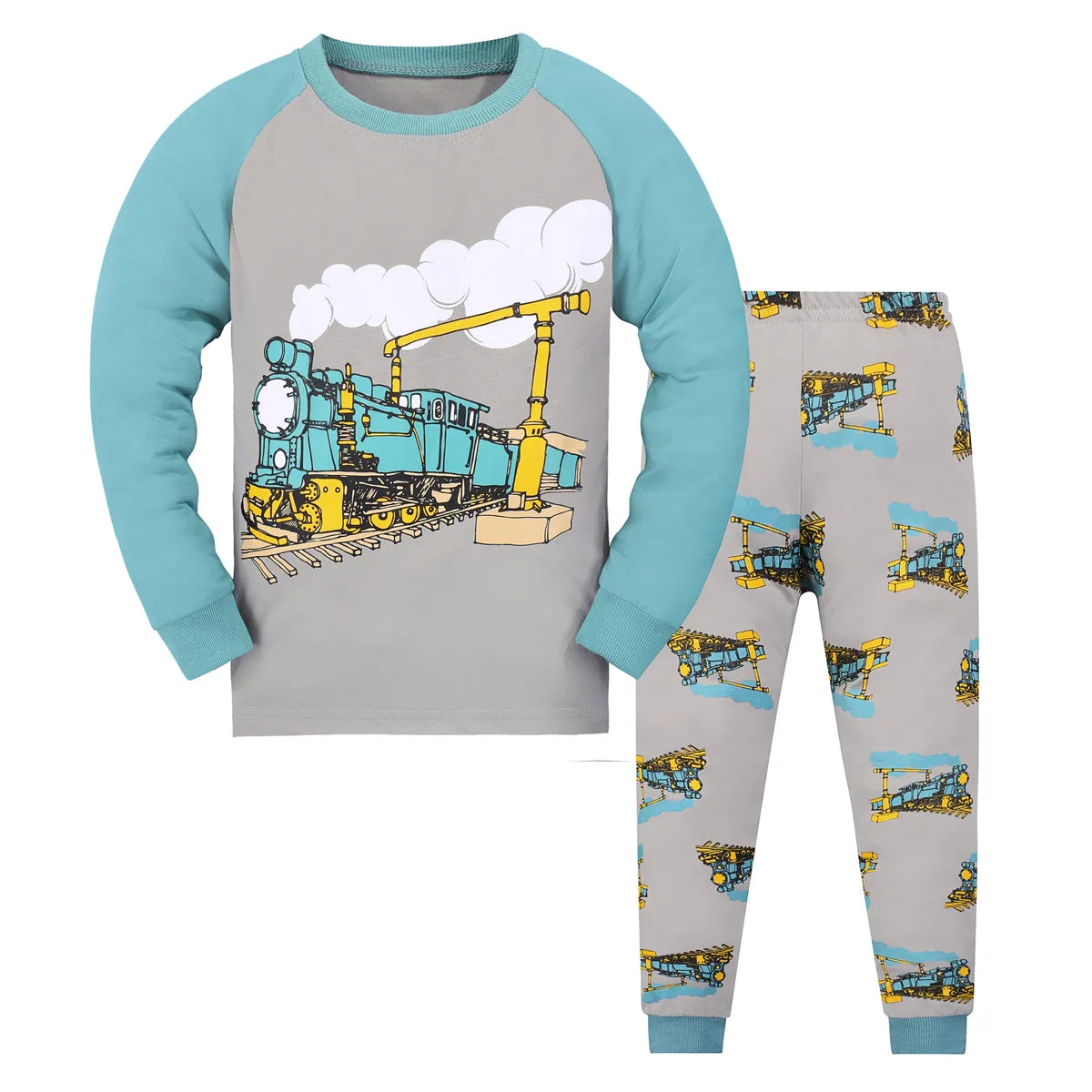 Kids Boys Cartoon Print Long Sleeves Pajamas Sets childrensterritory