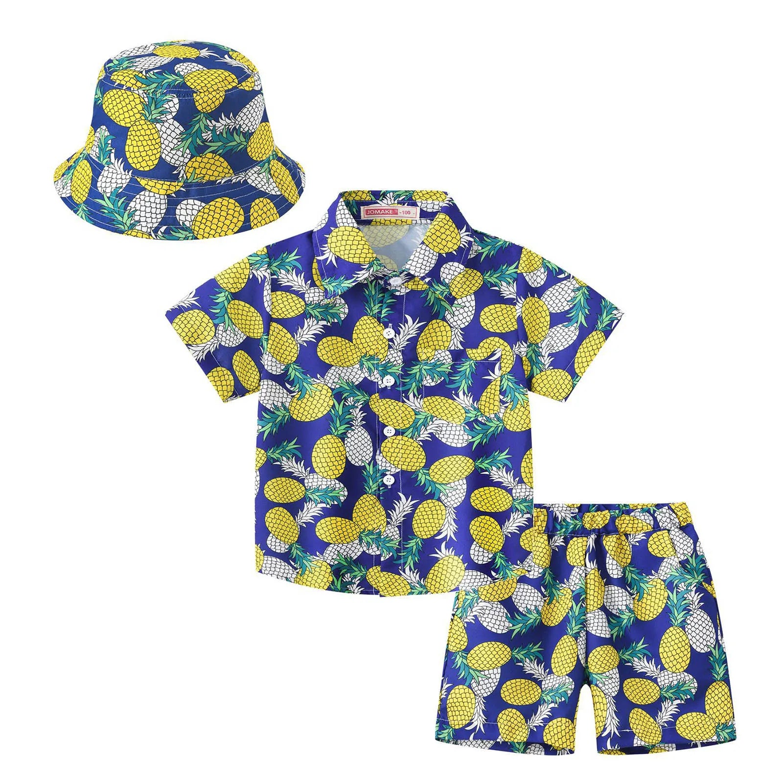 Little Unisex Three-piece Coconut Tree Print Summer Clothing Set