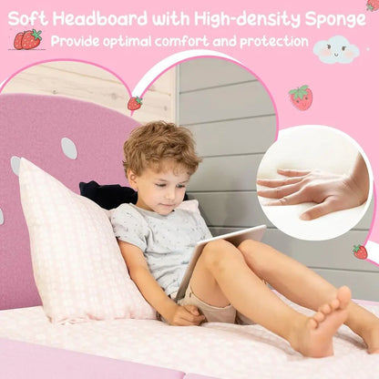 Kids Upholstered Platform Bed Berry Pattern