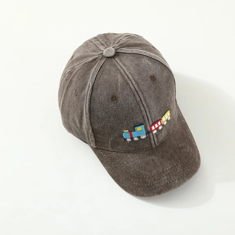 Cartoon Trains Embroidered Summer Sports Hats for Kids childrensterritory