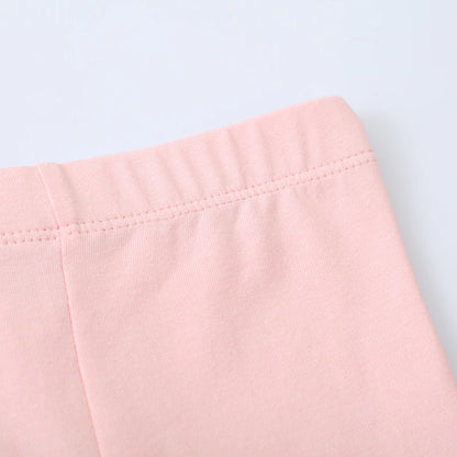 Rainbow Flower Print Cotton Pink Leggings For Kids Girls childrensterritory