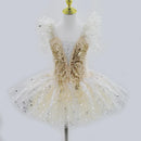Kids Girls Professional Gold Sequin Ballet Tutu Dress