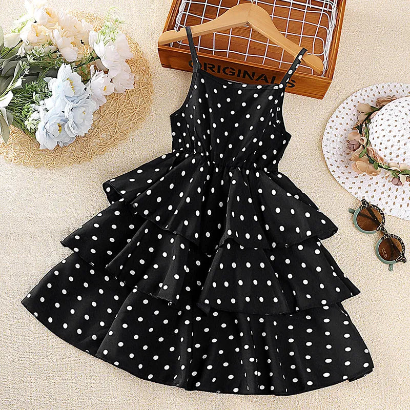 Kids Girls Polka Dot Stylish Summer Holiday Dresses childrensterritory