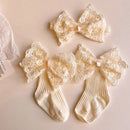 Bow Lace Design Baby Princess Cotton Socks and Headband Set