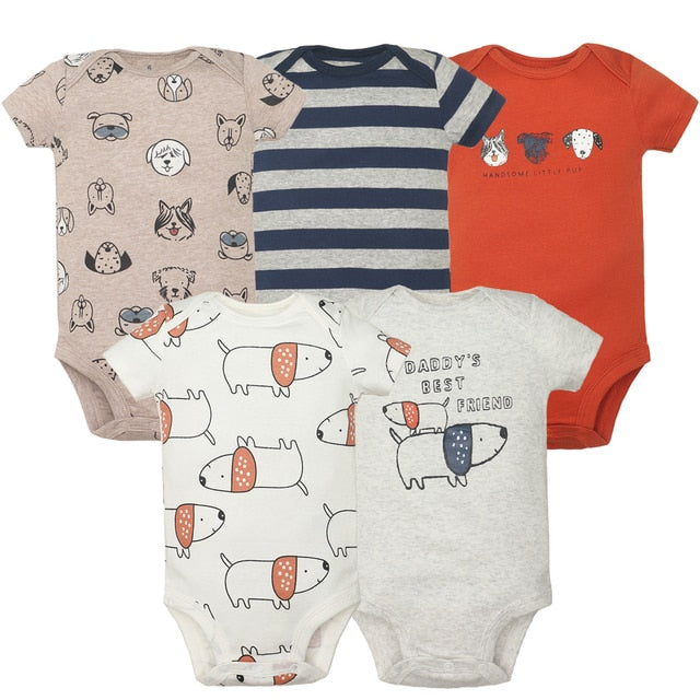 5PCS/Lot Baby Boys Girls Short Sleeve Printed Bodysuits childrensterritory