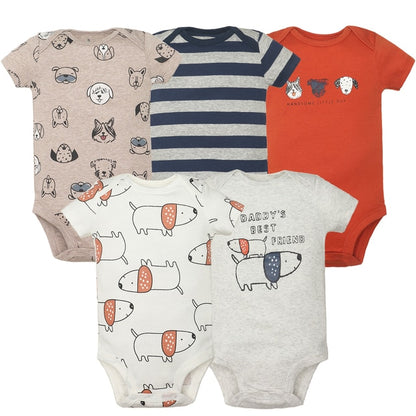 5PCS/Lot Baby Boys Girls Short Sleeve Printed Bodysuits childrensterritory