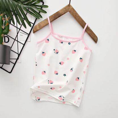 Young Girls Cartoon Design Soft Cotton Camisoles childrensterritory