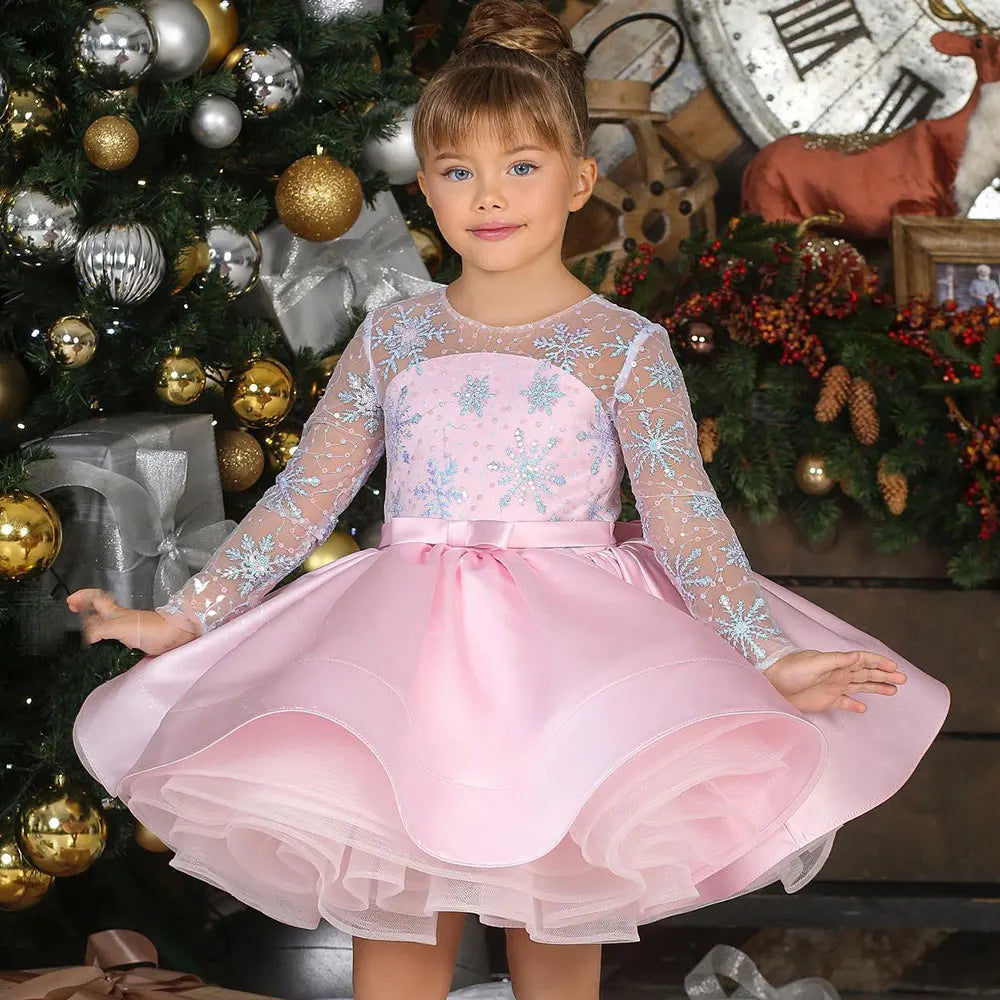 Kids Girls Sequins Princess Ball Gown for Prom Party