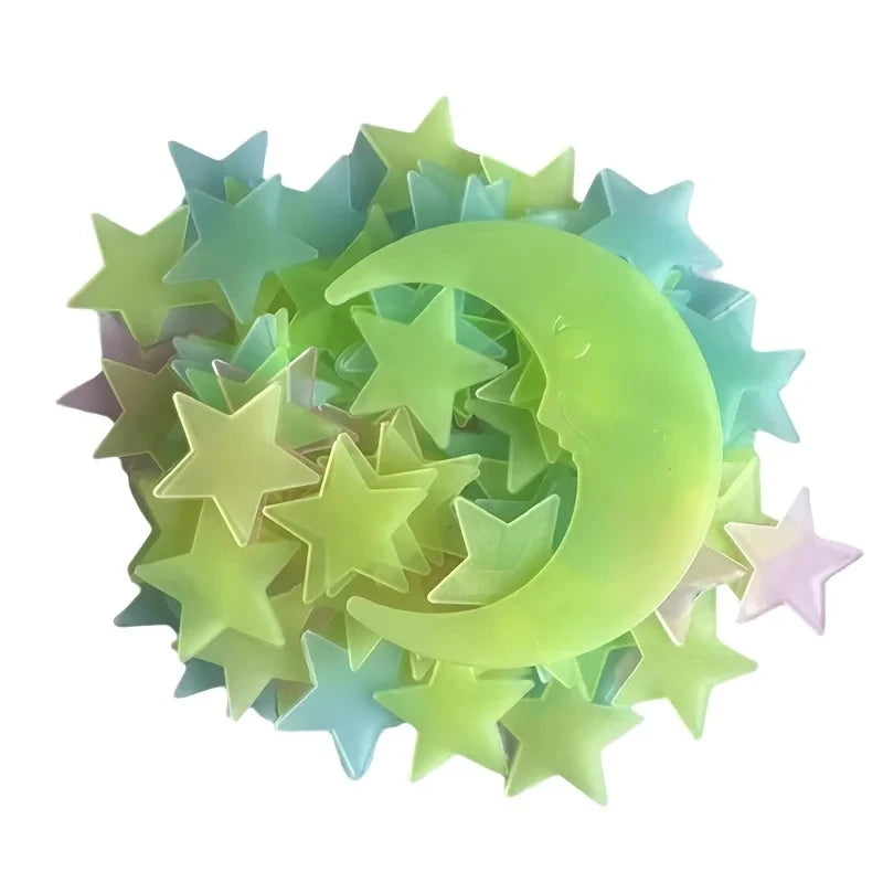100Pcs 3D Colorful Luminous Stars Stickers for Bedroom